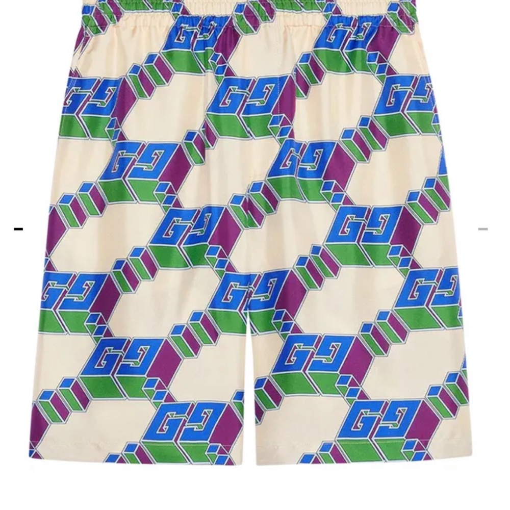 Men's Gucci, 3-D monogram silk twin shorts size 52/extra large made in Italy